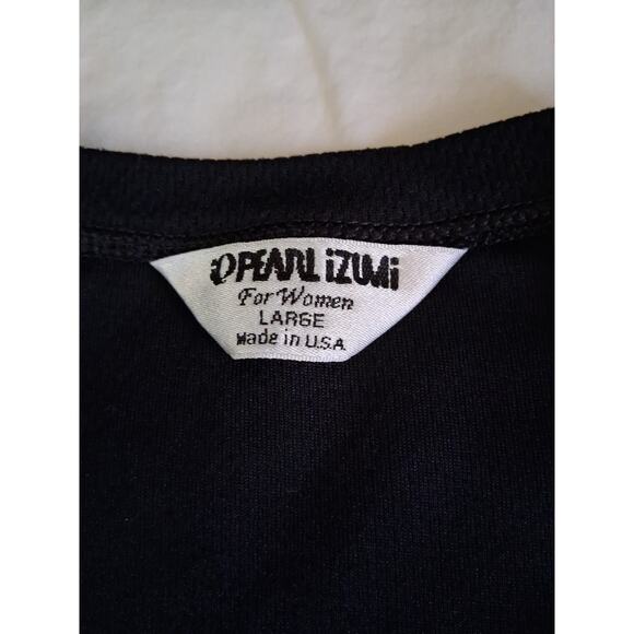 Pearl Izumi Cycling Shirt Women Large Black V-Neck Zip Pocket Long Sleeve EUC - Picture 3 of 7